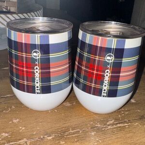 Corkcicle Plaid Insulated Tumblers - Red and Blue
